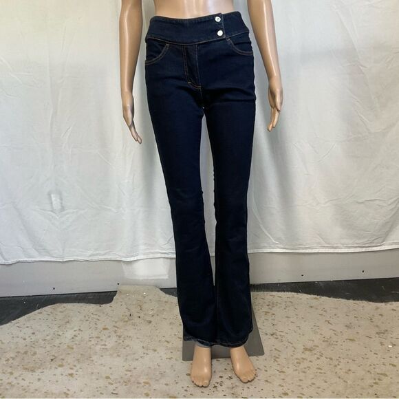 D&G Dolce & Gabbana Dark Wash Blue Denim Y2K Mid Rise Bootcut Jeans 27 - Picture 3 of 13